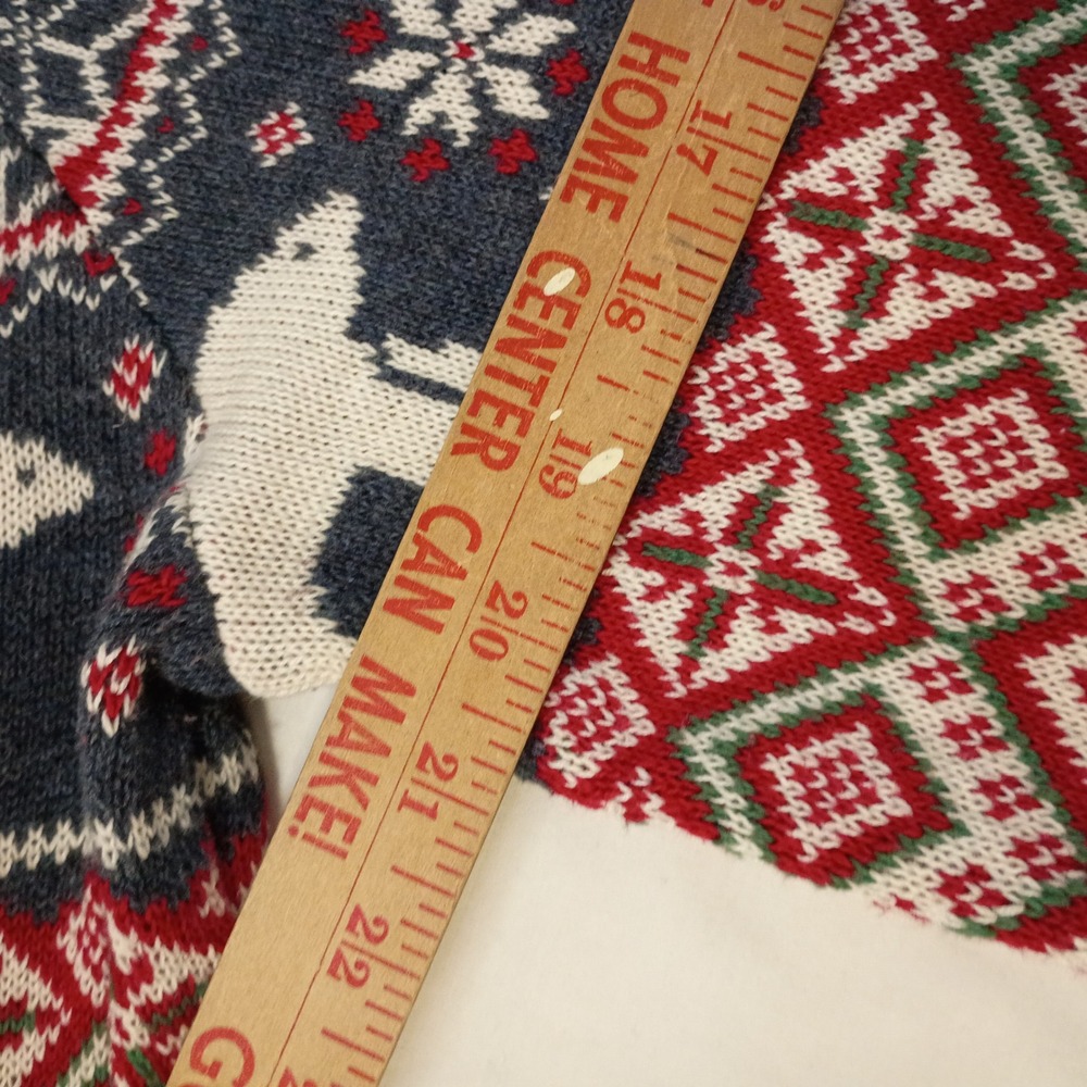 Aspen Quarter Zip Sweater Mens Medium Fair Isle Polar Bear Christmas Cotton Knit - Picture 6 of 7